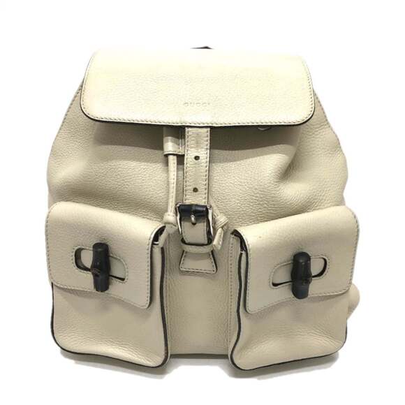 GUCCI Authentic White Leather Bamboo Backpack main image 7